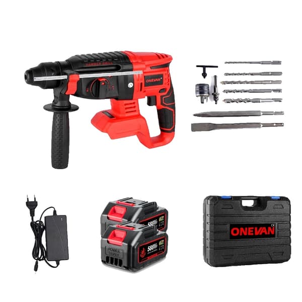 Trådløs borehammer, børsteløs motor, genopladeligt 588VF batteri, 2 Batteri EU-stik