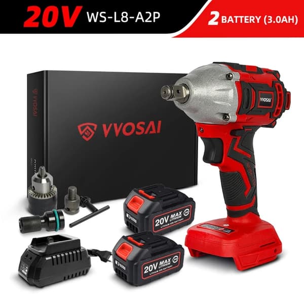 Elektrisk skiftnyckel, trådlös, borstlös teknologi, 20V WS-L8-A2P