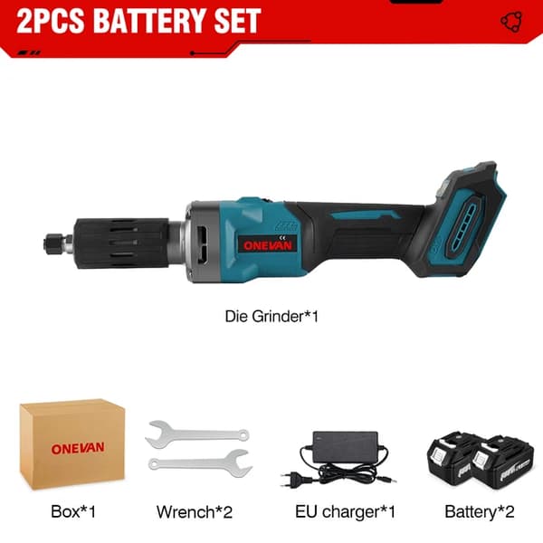 Elektrisk Die Grinder, 35000RPM Børsteløs Motor, Trådløs med Variabel Hastighed, 2 Batteri EU-stik