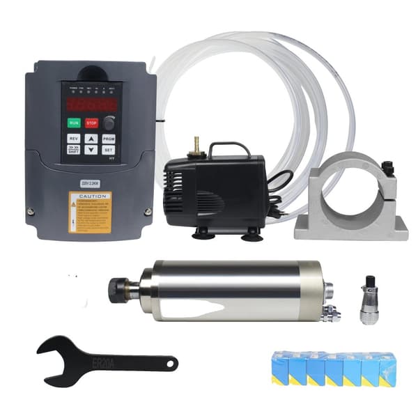 2,2 kW vattenkyld spindelmotor, hög hastighetsdrift, inkluderar VFD-inverter, precision ER20 chuckar