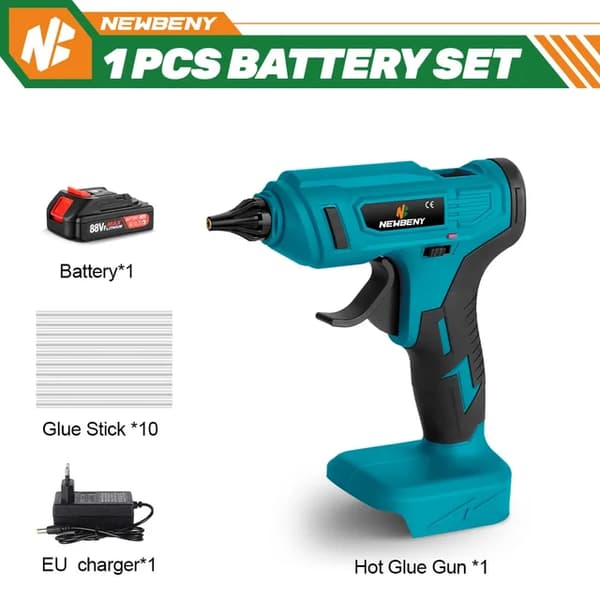 Trådløs varm lim pistol, 280°C temperatur, bærbar husstand DIY reparation., 1 Batteri EU-stik
