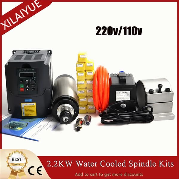 2.2KW Spindle Kits, Høj hastighed 24000rpm, Dual Voltage 110V/220V,2,2 kW spindelsæt, 220V