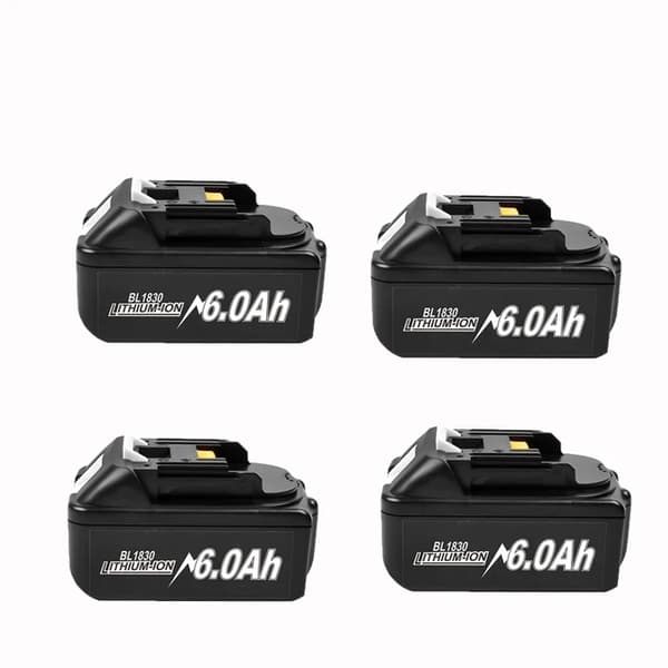 Uppladdningsbart verktygsbatteri, 18V 6Ah kapacitet, LED-laddare, 18 V, 4 st 6000 mAh BL1830