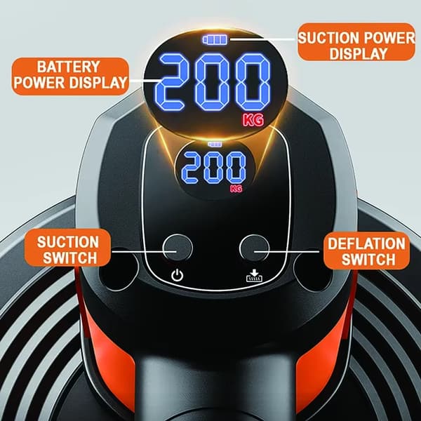 Elektrisk sugkopp, 180KG sugkraft, 1500mAh batteri
