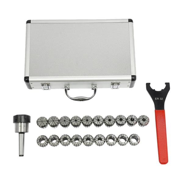 ER32 Chuck-set, 19 delar, 2-20 mm greppområde, hög precision,Silver