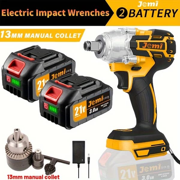 Batteridriven Slagskruvdragare, Max. vridmoment 512N.m, 3000mAh Batteri, 1 Timmes Laddningstid,2 batteri 1konverterare