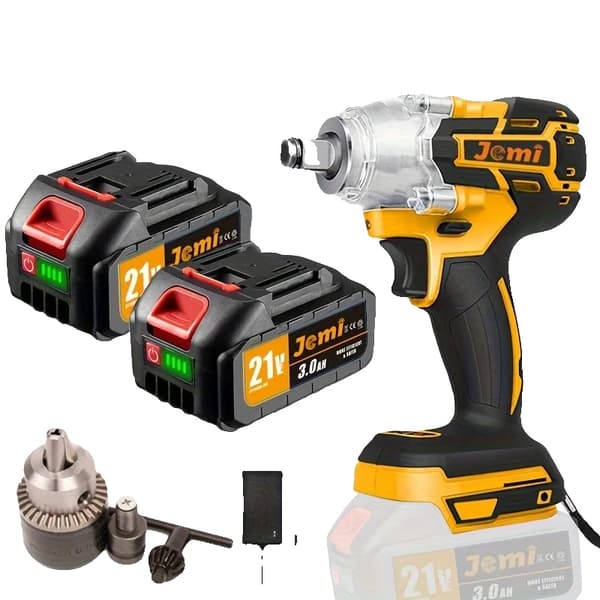 Batteridriven Slagskruvdragare, Max. vridmoment 512N.m, 3000mAh Batteri, 1 Timmes Laddningstid,2 batteri 1konverterare