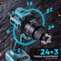 Miniatyrbillede 4 af 4: Batteridrevet Boremaskine Sæt, 21v Lithium Batteri, 3 Hastighedsindstillinger,EU