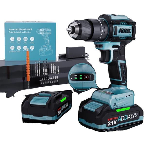 Batteridrevet Boremaskine Sæt, 21v Lithium Batteri, 3 Hastighedsindstillinger,EU