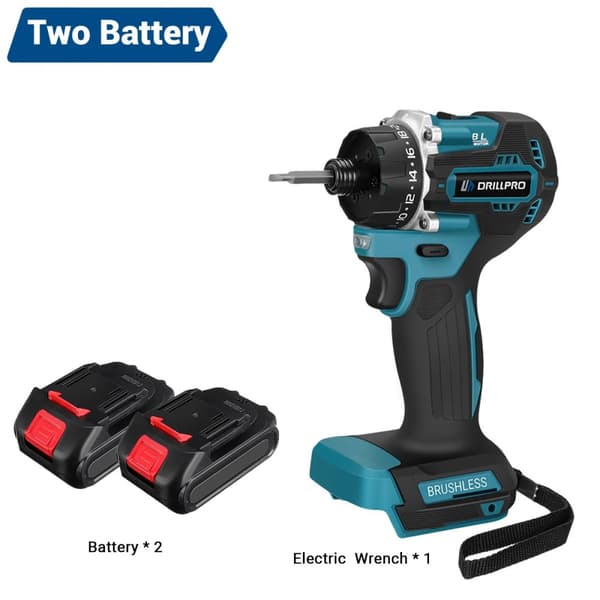 Elektrisk Skruetrækker, 1000w Effektudgang, 27-280NM Moment, Dobbelt Hastighed 0-1200RPM & 0-4000RPM,EU, 2 Batteri