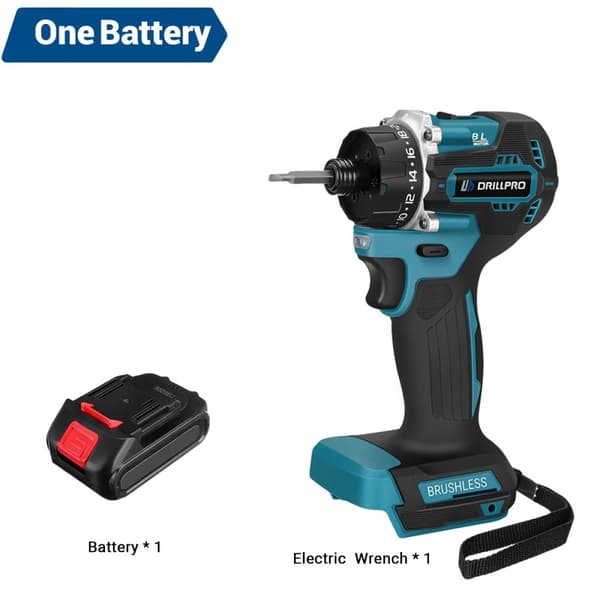 Børsteløs Elektrisk Skruetrækker, 1000W Effektudgang, 27-280NM Moment, Dobbelt Hastighed 0-4000rpm,EU, 1 Batteri