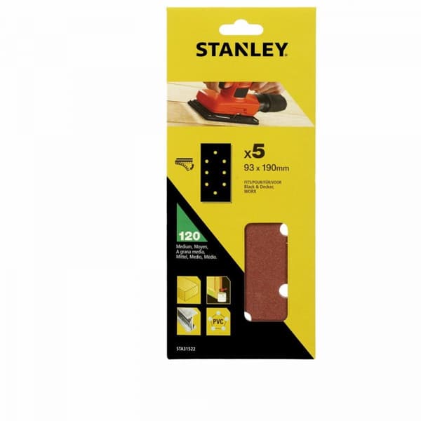 SANDPAPPER 93 mm x 190 mm P120 / 5 st. 8 hål för kardborreband