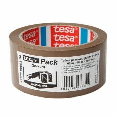 SOLVENT-pakketape 66m:48mm, brun