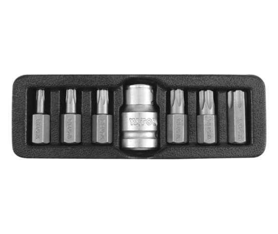 YATO TORX BIT 7 stk. T25 - T55 + ADAPTER, MED HUL 0416