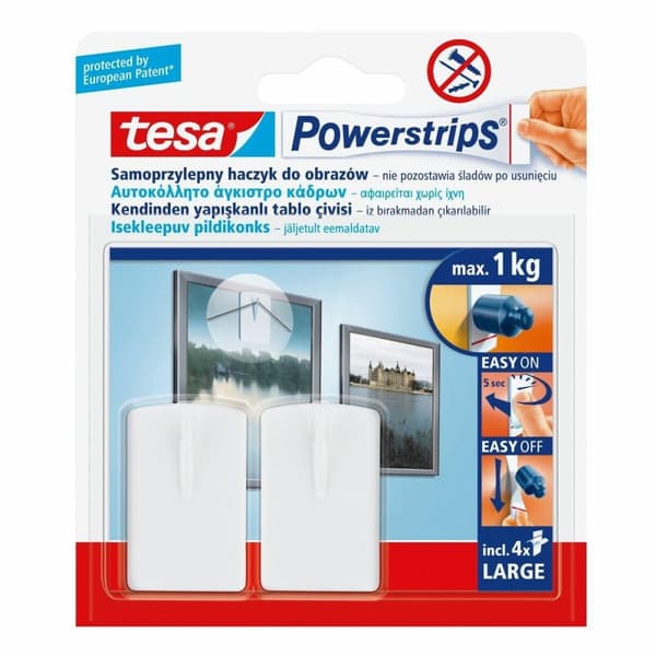 TESA POWERSTRIPS BILLEDEKRAGE 2 STK. 1 KG HVID