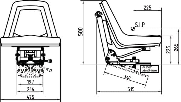 Massiv PVC-sits med mekanisk fjädring TS49000GP