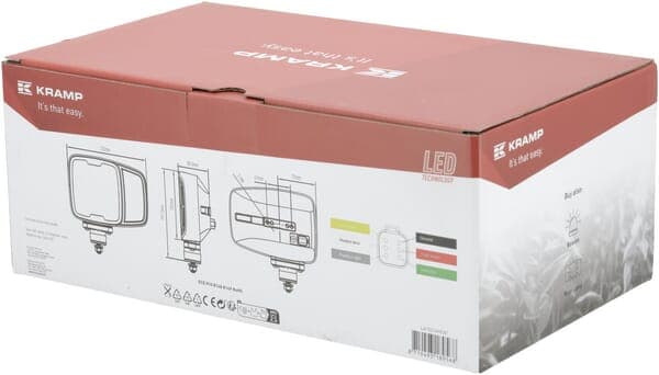 LED-forlygte, rektangulær, 12/24V, 220x197,2x80,5 mm, opvarmet, fjernlys/nærlys, snefang, højre