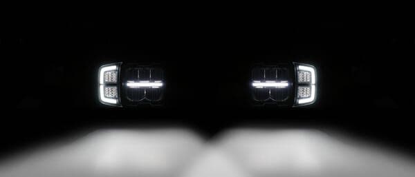 LED-forlygte, rektangulær, 12/24V, 220x197,2x80,5 mm, opvarmet, fjernlys/nærlys, snefang, højre