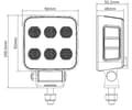 Miniatyrbillede 11 af 11: LED-arbejdslampe, firkantet 60W 6600lm 12/24V, hvid, 92x109,5x51,1 mm diffust lys med Deutsch-stik, 12 LED LA10830