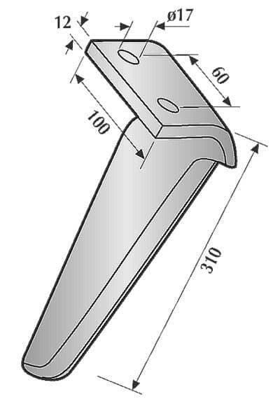 Rotorharvspinn, vänster, L=310 mm lämplig för Breviglieri, Kramp KE0213