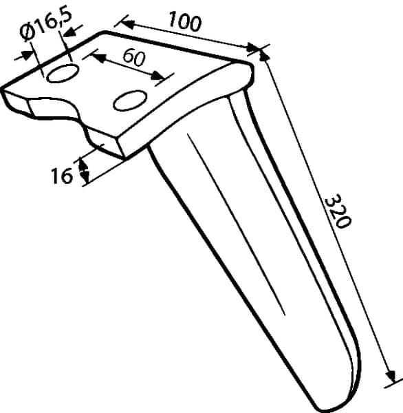 Rotorharvspinn, vänster, L=315 mm lämplig för Howard, Kramp KE0503