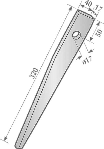 Rotorharvspinn, vänster/höger, L=320 mm lämplig för Kuhn, Kramp KE0701