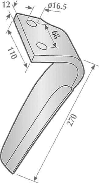Rotorharvspinn, höger, L=270 mm lämplig för Kuhn, Kramp KE0706