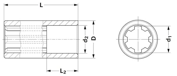 Profilmuffe, 1 3/8 Z6, L-150 mm 6740102KR