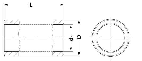 Profilmuffe, Ø 25 mm, 8 mm not, L-100 mm 6740165KR