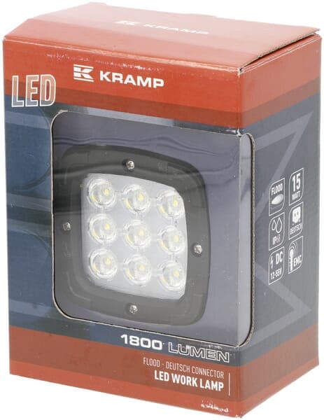 LED-arbejdslampe til Case IH, Steyr, Valtra, Giant, Weidemann, Schäffer, VM-læsser, Kubota, firkantet 15W 1800lm