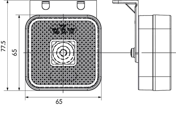 LED-markeringslampe, firkantet, 12/24V med kabel og beslag Kramp LA30140