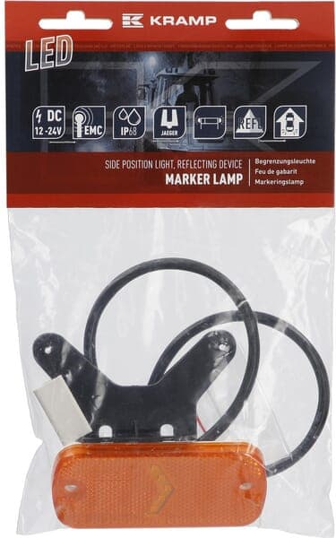 LED-markeringslampa, rektangulär, 12/24V med kabel Kramp LA30110