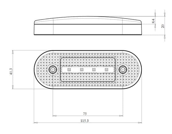 LED-markeringslampe, med indikator, rektangulær, 12-24V, 115,3x41,3x20 mm, Kramp LA30155IND