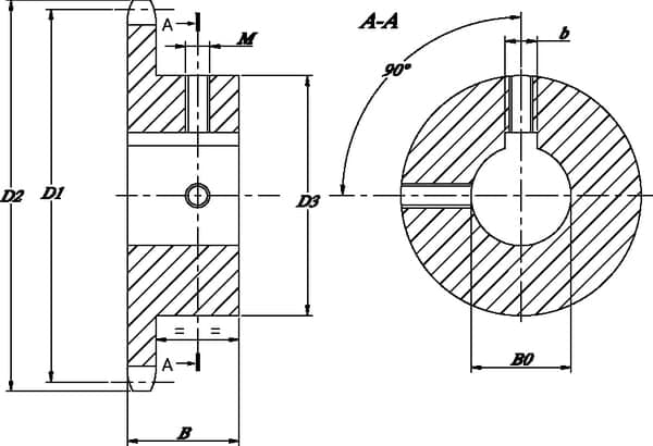 Enkelt 10-tands tandhjul 5/8" kæde 10 B-1 hul 20 mm Kramp SE581020