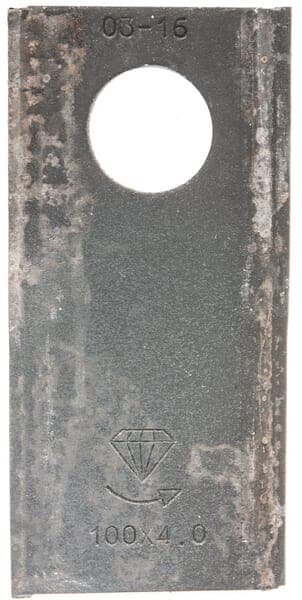 Roterende slåmaskinekniv venstre 100x48x4 mm hul Ø 21 mm rund passer til Pöttinger 434977KR