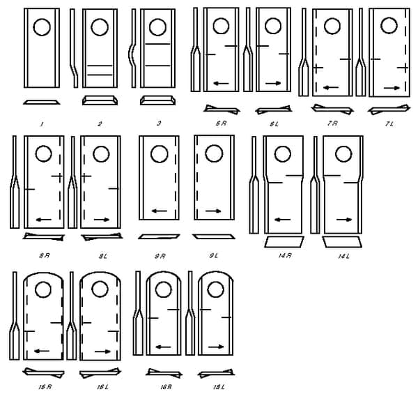 Roterende plæneklipperkniv venstre 105x48x4,3 mm hul Ø 20 mm rund passer til Kuhn K6801410