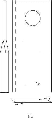 Roterende plæneklipperkniv venstre 107x48x4 mm hul Ø 18,50 mm rund passer til Vicon/PZ VN99361559KR