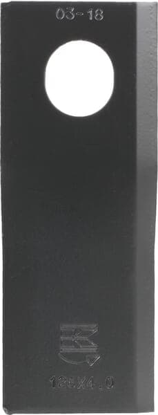 Roterende plæneklipperkniv venstre 126x47x4 mm ovalt hul 23,0x20,5 mm passer til Taarup KT56110900KR