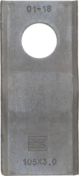 Roterende plæneklipperkniv venstre/højre 105x47x3 mm hul Ø 21 mm rund