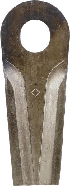 Roterende plæneklipperkniv venstre/højre 132x50x4 mm ovalt hul 23,0x20,5 mm passer til Kongskilde JF/Stoll 13800013KR
