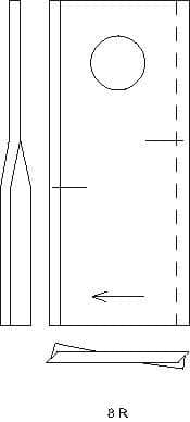 Roterende plæneklipperkniv højre 107x48x4 mm hul Ø 18,50 mm rund passer til Vicon/PZ VN99361560KR