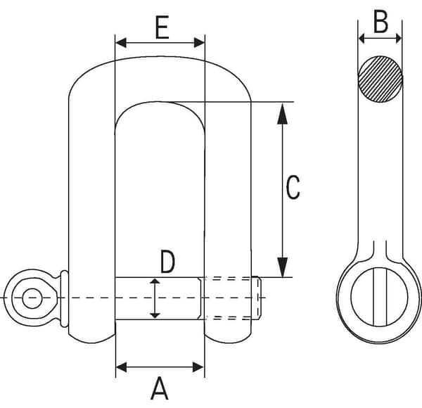Lige sjækel D, 1/4" 500 kg FSH14