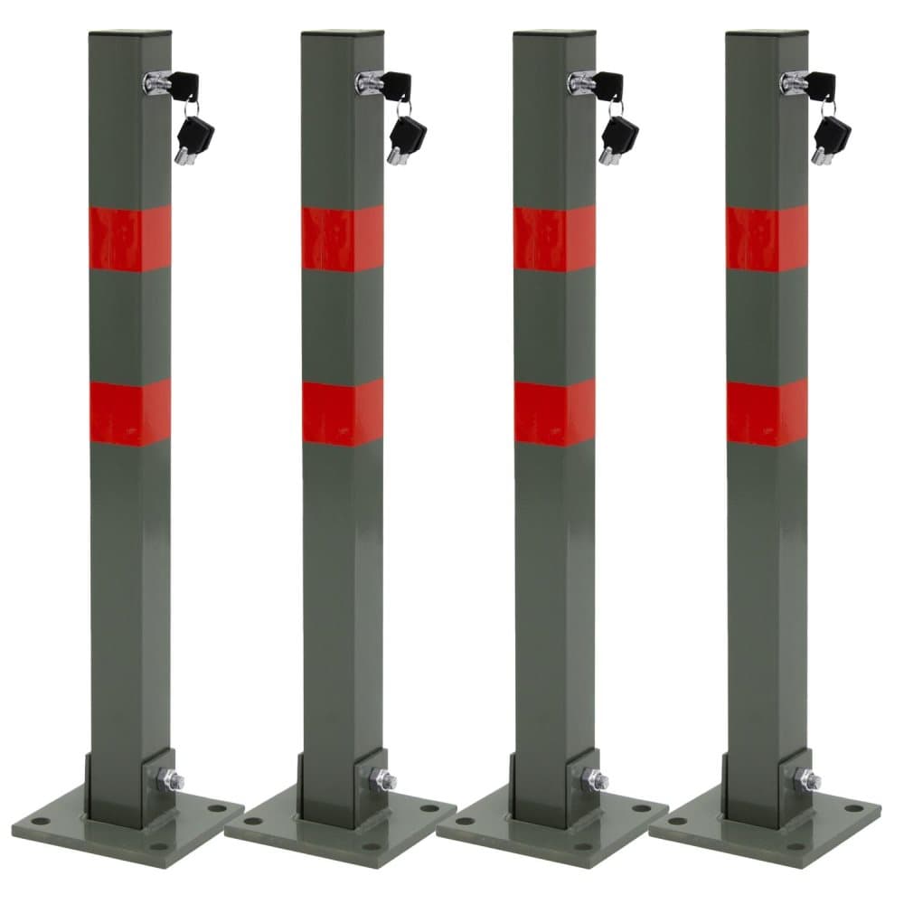 ECD Germany 4 x parkeringsbarriere foldbar stolpe stolpe kæde pullert 65,5 cm kantet