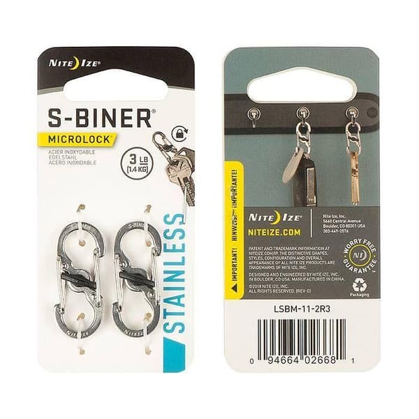 NITE IZE S-BINER MICROLOCK 2-PACK, s-karbin, nyckelring