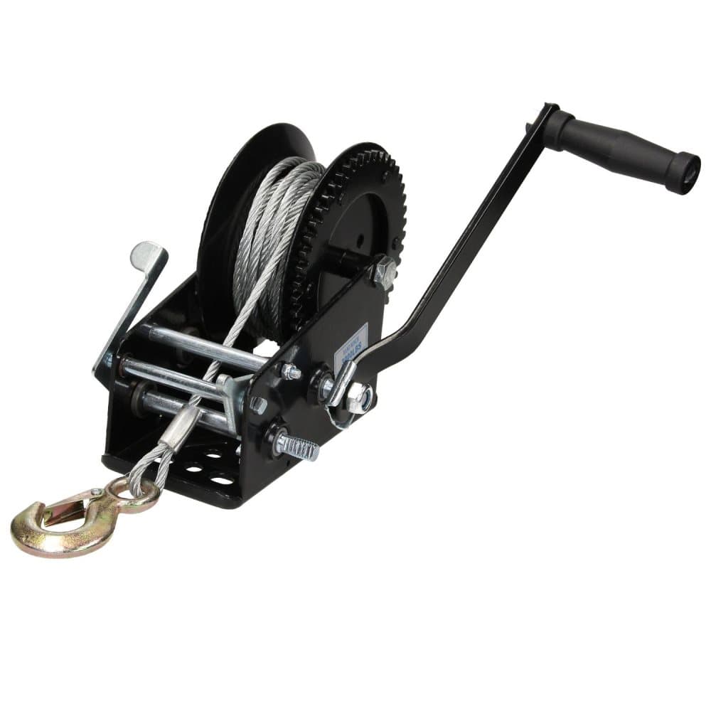 ECD Germany PROFI HAND WINCH 1500KG med trådtråd 10m, stark dragkraft, för släpvagnar bilar husvagn, vinsch, hand vinsch med krok, manuell vinsch