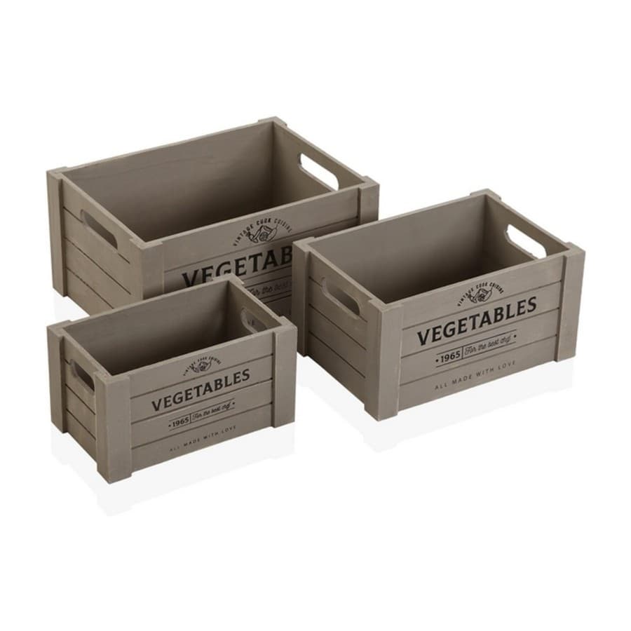 Uppsättning med Dekorativa Lådor Versa Vegetables Trä (25 x 17 x 35 cm) (3 pcs)