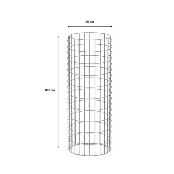 Gabionsøjle rund Ø 35x100 cm maskestørrelse 5x10 cm galvaniseret ståltråd