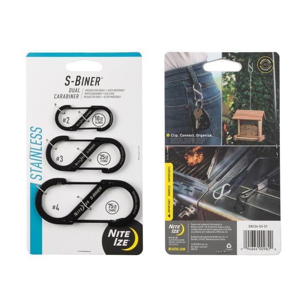 NITE IZE S-BINER DUALCARBINER 3-PACK steinless, s-karbin, utrustningskarbin black