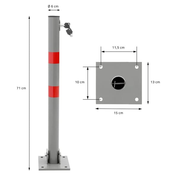 Parkering barrierer Sammenklappelig Folding indlæg Pullert Pullert 3-pak 70 cm rund