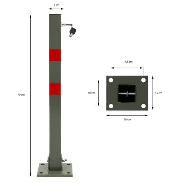 ECD Germany 2 x parkeringsbarriere foldbar stolpe stolpe kæde pullert 65,5 cm kantet